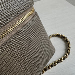 Chanel Top-level 26a lizard-print cowhide handheld makeup bag, LP style, with both interior and exterior genuine leather, rice box bag, chain messenger bag, 19cm