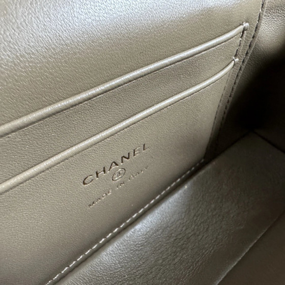 Chanel Top-level 26a lizard-print cowhide handheld makeup bag, LP style, with both interior and exterior genuine leather, rice box bag, chain messenger bag, 19cm