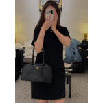 Medium Chanel top-grade 26Bb plain weave cowhide diamond pattern cowhide bowling bag, with inner matte leather, women's shoulder bag, medium size, 32*16