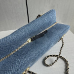 Top-tier Chanel 26a denim double-C bowling bag with chain shoulder bag, 32*15