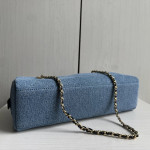 Top-tier Chanel 26a denim double-C bowling bag with chain shoulder bag, 32*15