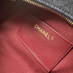 Top-tier Chanel 26a denim double-C bowling bag with chain shoulder bag, 32*15