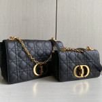 New Dior Cargo Rattan-patterned calfskin CD vintage chain messenger bag, large size 25cm, small size 20cm (with genuine leather inside and outside)