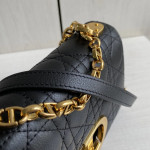 New Dior Cargo Rattan-patterned calfskin CD vintage chain messenger bag, large size 25cm, small size 20cm (with genuine leather inside and outside)