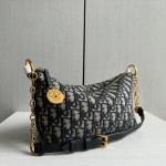 Dior Five-pointed star rice box bag, hobo messenger bag, canvas embroidery, chain, Tengge cracked leather washed sheepskin, shoulder bag, handbag, 22*13