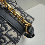 Dior Five-pointed star rice box bag, hobo messenger bag, canvas embroidery, chain, Tengge cracked leather washed sheepskin, shoulder bag, handbag, 22*13