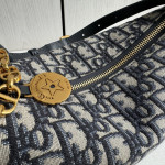 Dior Five-pointed star rice box bag, hobo messenger bag, canvas embroidery, chain, Tengge cracked leather washed sheepskin, shoulder bag, handbag, 22*13