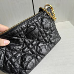 Dior Five-pointed star rice box bag, hobo messenger bag, canvas embroidery, chain, Tengge cracked leather washed sheepskin, shoulder bag, handbag, 22*13