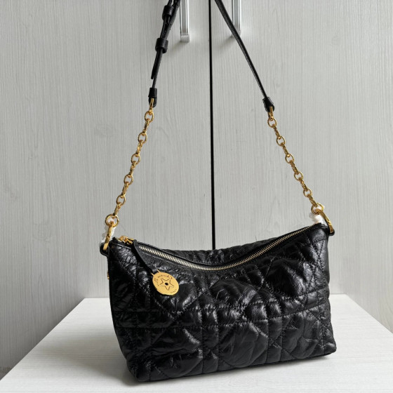 Dior Five-pointed star rice box bag, hobo messenger bag, canvas embroidery, chain, Tengge cracked leather washed sheepskin, shoulder bag, handbag, 22*13