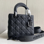 Upgraded version - lambskin suede top-notch! Dior Lady bag, studded, four compartments, CD, matte frosted cowhide, pure black hardware, handheld, crossbody, shoulder bag, new wide shoulder strap (with genuine leather suede lining)