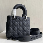 Upgraded version - lambskin suede top-notch! Dior Lady bag, studded, four compartments, CD, matte frosted cowhide, pure black hardware, handheld, crossbody, shoulder bag, new wide shoulder strap (with genuine leather suede lining)