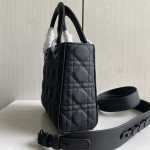 Upgraded version - lambskin suede top-notch! Dior Lady bag, studded, four compartments, CD, matte frosted cowhide, pure black hardware, handheld, crossbody, shoulder bag, new wide shoulder strap (with genuine leather suede lining)