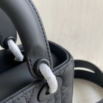 Upgraded version - lambskin suede top-notch! Dior Lady bag, studded, four compartments, CD, matte frosted cowhide, pure black hardware, handheld, crossbody, shoulder bag, new wide shoulder strap (with genuine leather suede lining)
