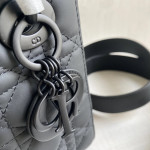 Upgraded version - lambskin suede top-notch! Dior Lady bag, studded, four compartments, CD, matte frosted cowhide, pure black hardware, handheld, crossbody, shoulder bag, new wide shoulder strap (with genuine leather suede lining)