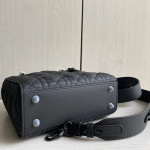 Upgraded version - lambskin suede top-notch! Dior Lady bag, studded, four compartments, CD, matte frosted cowhide, pure black hardware, handheld, crossbody, shoulder bag, new wide shoulder strap (with genuine leather suede lining)