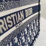 Dior book tote, canvas embroidery, classic blue thick thread, canvas handbag shopping bag, beach bag, medium-small size 26*21, gray