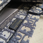 Dior book tote, canvas embroidery, classic blue thick thread, canvas handbag shopping bag, beach bag, medium-small size 26*21, gray
