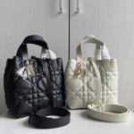 New Dior Lady 95.22 toujours series, vertical style, Teng pattern imported cowhide, vegetable basket bag, shopping bag, handbag, shoulder bag, cross-body bag, 16*18*12