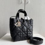 New Dior Lady 95.22 toujours series, vertical style, Teng pattern imported cowhide, vegetable basket bag, shopping bag, handbag, shoulder bag, cross-body bag, 16*18*12