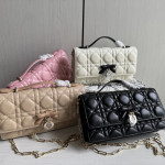 Top-tier Dior lambskin quilted woc bow bowknot bag chain cross-body messenger bag phone bag 22*11