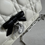 Top-tier Dior lambskin quilted woc bow bowknot bag chain cross-body messenger bag phone bag 22*11
