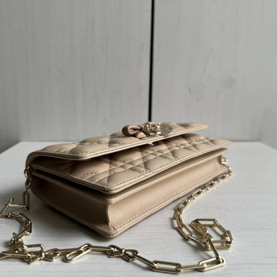 Top-tier Dior lambskin quilted woc bow bowknot bag chain cross-body messenger bag phone bag 22*11