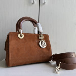 Top-tier Dior Daffa bag, suede and CD matte leather classic diamond pattern handbag, cross-body shoulder bag, 24*16