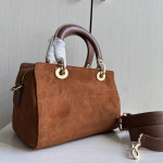 Top-tier Dior Daffa bag, suede and CD matte leather classic diamond pattern handbag, cross-body shoulder bag, 24*16