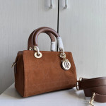 Top-tier Dior Daffa bag, suede and CD matte leather classic diamond pattern handbag, cross-body shoulder bag, 24*16