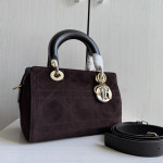 Top-tier Dior Daffa bag, suede and CD matte leather classic diamond pattern handbag, cross-body shoulder bag, 24*16