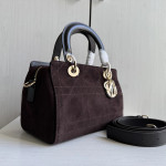 Top-tier Dior Daffa bag, suede and CD matte leather classic diamond pattern handbag, cross-body shoulder bag, 24*16