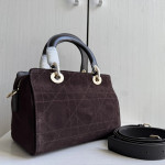 Top-tier Dior Daffa bag, suede and CD matte leather classic diamond pattern handbag, cross-body shoulder bag, 24*16