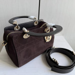 Top-tier Dior Daffa bag, suede and CD matte leather classic diamond pattern handbag, cross-body shoulder bag, 24*16