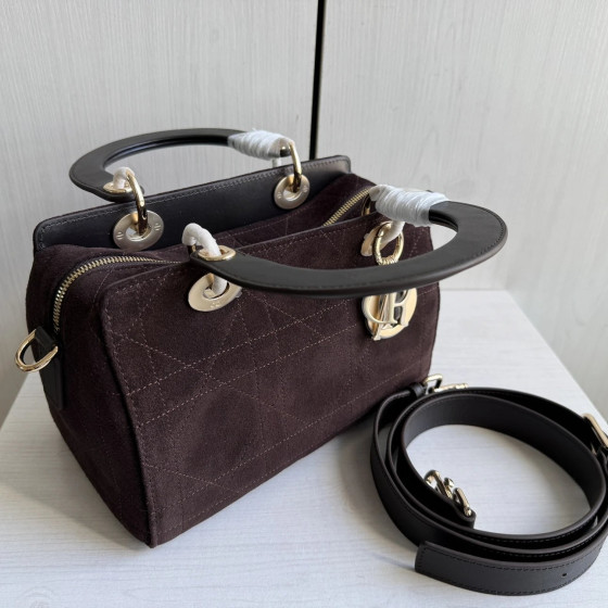 Top-tier Dior Daffa bag, suede and CD matte leather classic diamond pattern handbag, cross-body shoulder bag, 24*16