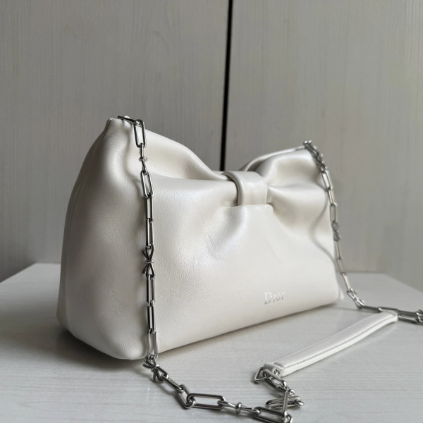 Top-level dior bow bag, bowknot bag, CD imported lambskin, chain shoulder bag, messenger bag, clutch bag, 26*16