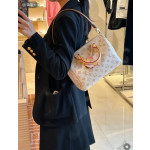 Imported fabric, steel hardware, LV monogram, sand dune color, color-blocked leather, small size 25cm, pillow bag, handbag, shoulder bag