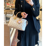 Imported fabric, steel hardware, LV monogram, sand dune color, color-blocked leather, small size 25cm, pillow bag, handbag, shoulder bag