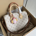 Imported fabric, steel hardware, LV monogram, sand dune color, color-blocked leather, small size 25cm, pillow bag, handbag, shoulder bag