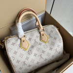Imported fabric, steel hardware, LV monogram, sand dune color, color-blocked leather, small size 25cm, pillow bag, handbag, shoulder bag