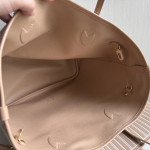 Top-level LV classic dune-colored vintage handbag NF beach bag women's bag, featuring flower material and cowhide patchwork, double-sided design, mother-daughter bag, women's shopping bag, shoulder handbag, medium size 32*29