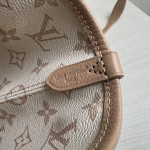Top-level LV classic dune-colored vintage handbag NF beach bag women's bag, featuring flower material and cowhide patchwork, double-sided design, mother-daughter bag, women's shopping bag, shoulder handbag, medium size 32*29
