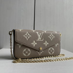 LV felici envelope style embossed leather chain messenger bag three-piece set three-in-one bag women's bag woc style clutch bag card bag messenger bag 21*12
