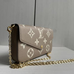 LV felici envelope style embossed leather chain messenger bag three-piece set three-in-one bag women's bag woc style clutch bag card bag messenger bag 21*12