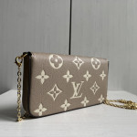 LV felici envelope style embossed leather chain messenger bag three-piece set three-in-one bag women's bag woc style clutch bag card bag messenger bag 21*12