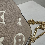LV felici envelope style embossed leather chain messenger bag three-piece set three-in-one bag women's bag woc style clutch bag card bag messenger bag 21*12