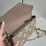 LV felici envelope style embossed leather chain messenger bag three-piece set three-in-one bag women's bag woc style clutch bag card bag messenger bag 21*12