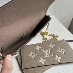 LV felici envelope style embossed leather chain messenger bag three-piece set three-in-one bag women's bag woc style clutch bag card bag messenger bag 21*12