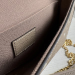 LV felici envelope style embossed leather chain messenger bag three-piece set three-in-one bag women's bag woc style clutch bag card bag messenger bag 21*12
