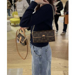 LV classic monogram yellow leather mini chain crossbody bag with lock clasp, camille style, phone bag, single shoulder crossbody bag, 20*10